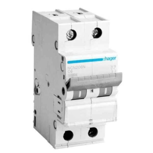 Hager 40A DP C-Curve h3 MCB NCN240N 10kA Breaking Capacity Pack of 6 – Double Pole Miniature Circuit Breaker