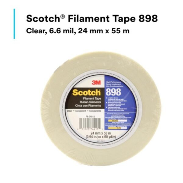 3M Clear Tape 24mm x 55m 898 Pack of 1