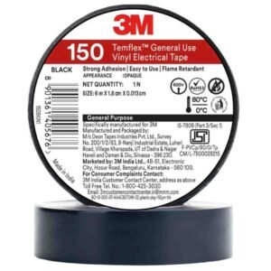 3M Temflex 150 Black Electrical Tape 18mm x 6m Pack of 30