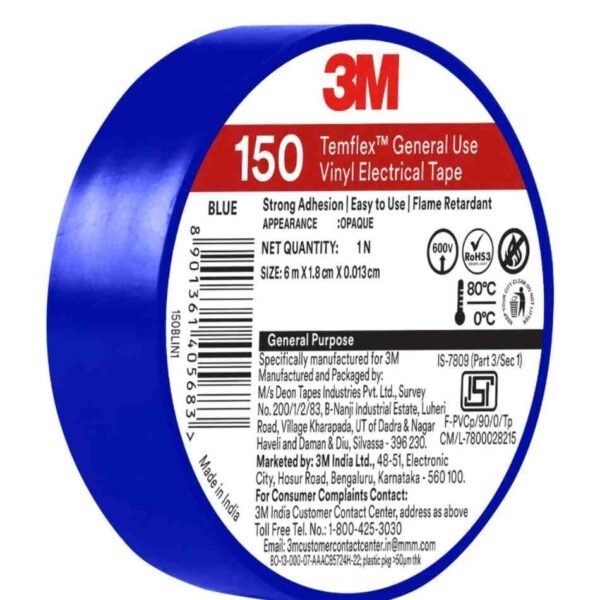 3M Temflex 150 Blue Electrical Tape 18mm x 6m Pack of 30
