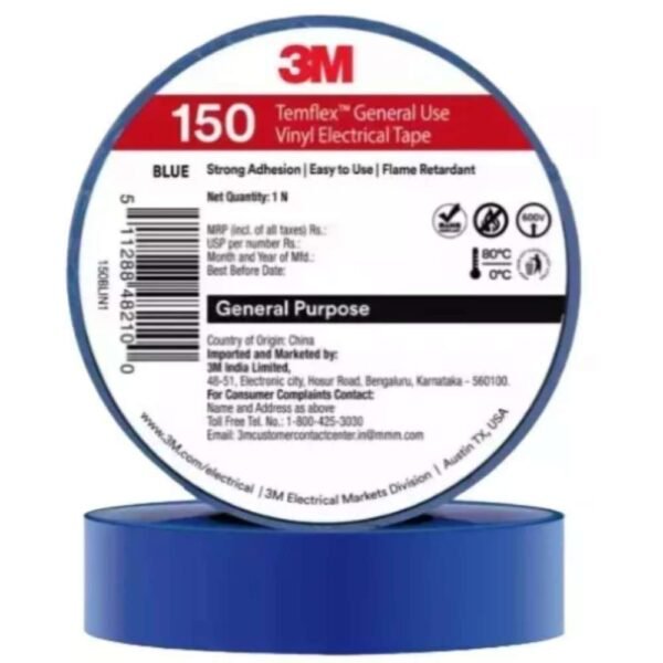 3M Temflex 150 Blue Electrical Tape 18mm x 6m Pack of 30