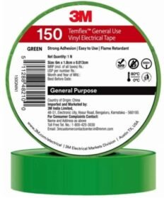 3M Temflex 150 Green Electrical Tape 18mm x 6m Pack of 30