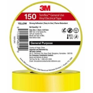 3M Temflex 150 Yellow Electrical Tape 18mm x 6m Pack of 30