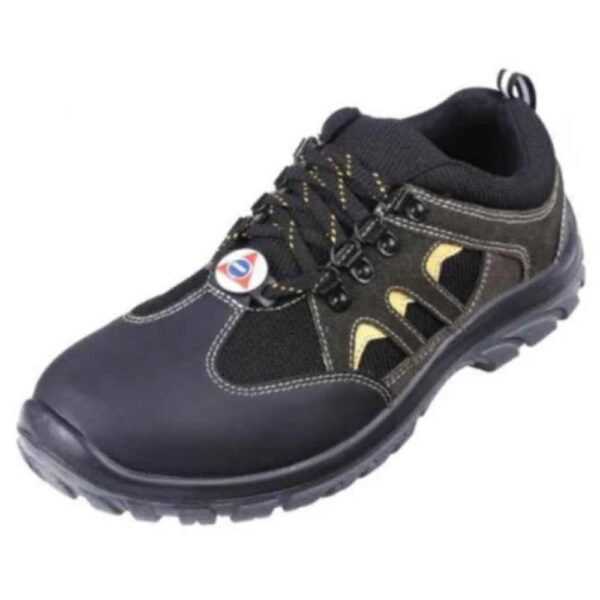 Acme Frolic Croma Olive and Black Low-Cut Ankle Full-Grain Leather Protective Shoe with Steel Toe Cap