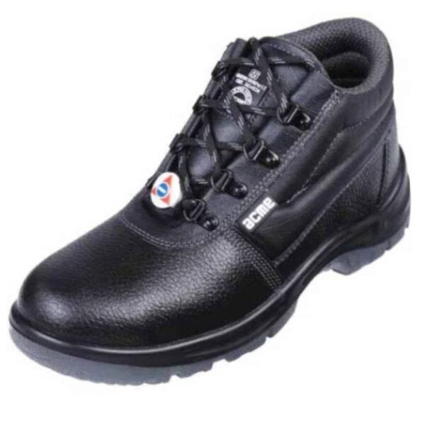 Acme Karoo Black High-Cut Ankle Full-Grain Leather Protective Shoe with Steel Toe Cap