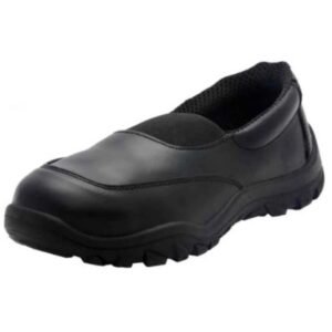 Acme Wendy Lavie Black Full-Grain Leather Slip-On Women Protective Shoe with Steel Toe Cap