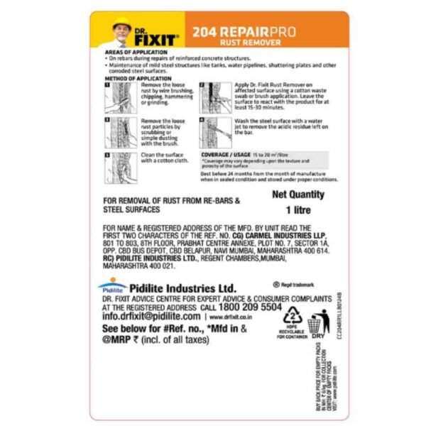 Dr Fixit Rust Remover Liquid 204 1 litre