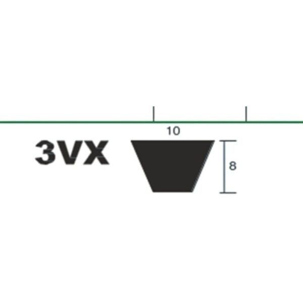 Fenner 3VX200 3VX Cogged Narrow V-Belt heavy duty high efficiency industrial drive belt for small pulley power transmission.