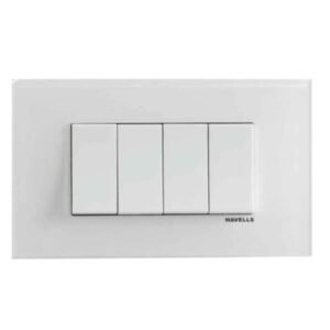 Alt Text Havells Fabio Art White 12 Module Plexy Glass Outer Plate for Modular Switch Installation