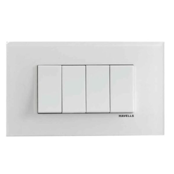 Alt Text Havells Fabio Art White 12 Module Plexy Glass Outer Plate for Modular Switch Installation