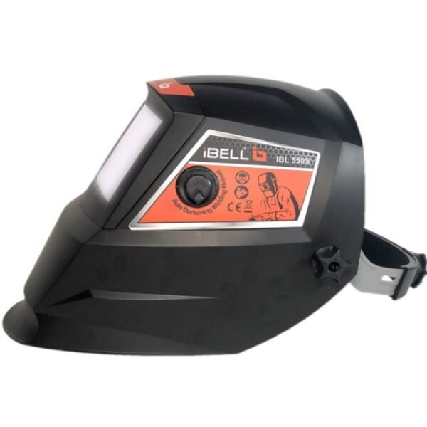 iBELL Large Red Viewing Solar and Battery Powered Auto Darkening Welding Helmet