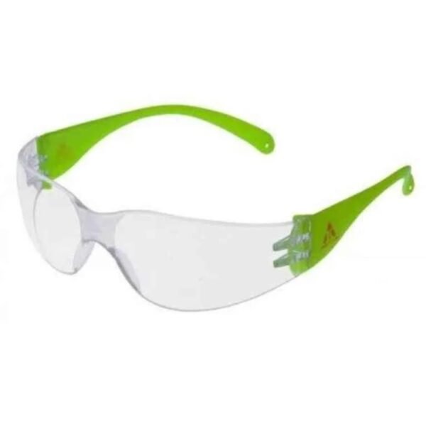 Karam ES001 Polycarbonate Rimless Clear Vision Goggles Neon Green Temple Pack of 10