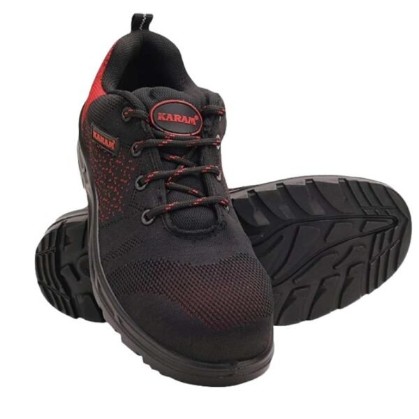Karam Flytex FS 202 Flyknit Mesh Black Red Sport Safety Shoes Size 6