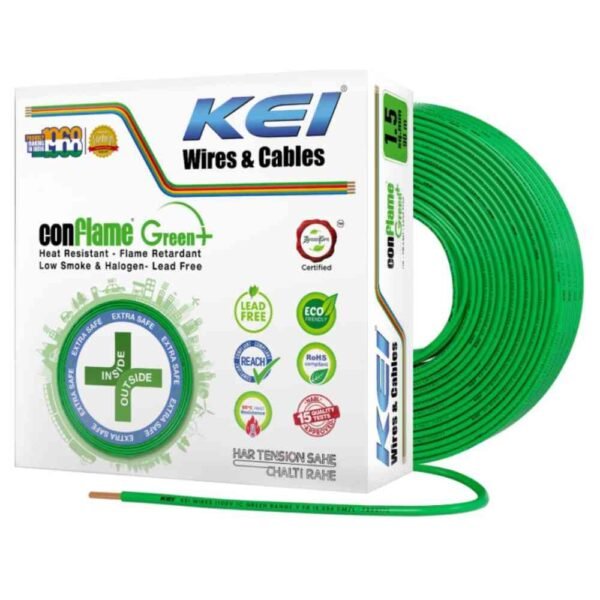 KEI Homecab 1.5 sqmm 1 Core FR Copper PVC Green Unsheathed Flexible Cable 90m