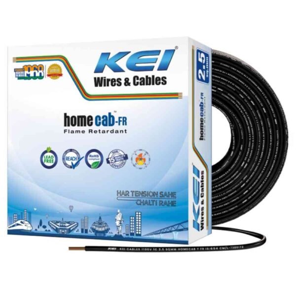 KEI Homecab 2.5 sqmm 1 Core FR Copper PVC Black Unsheathed Flexible