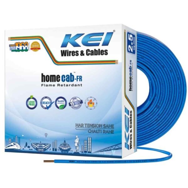 KEI Conflame Green Plus 4 sqmm 1 Core FRLSH Copper Blue House Wire 90m