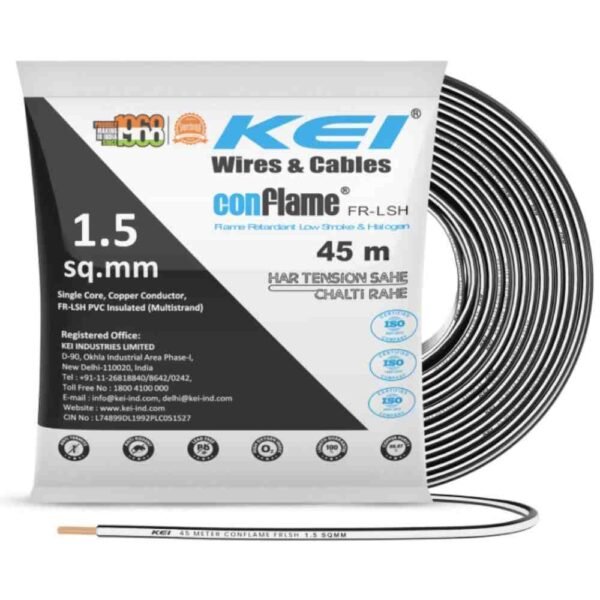 kei-conflame-15-sqmm-1-core-frlsh-black-copper-pvc-house-wire-length-45-m (1) KEI Conflame 1.5 sqmm 1 Core FRLSH Copper PVC Black House Wire 45m