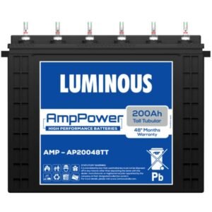 Alt Text Luminous Amp Power AP 20048 TT 200Ah Tall Tubular Inverter Battery for Home Inverter Backup