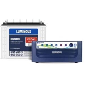 Luminous Eco Volt Neo 1250 1100VA 12V Inverter with Inverlast ILTT 26060 220Ah Tubular Battery Combo for home power backup
