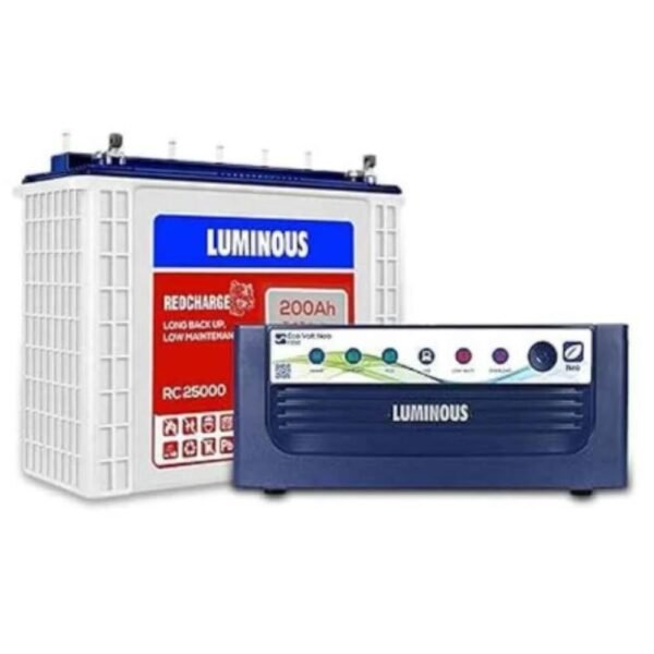 Luminous Eco Volt Neo 1550 1400VA Pure Sine Wave Inverter and RC 25000 200Ah Battery Combo – Power Backup Combo