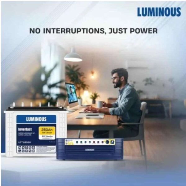 Luminous Hercules 1600 1500VA 12V Square Wave Inverter with Inverlast ILTT 28060 250Ah Tall Tubular Battery Combo for home power backup