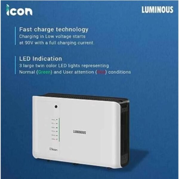 Luminous Icon 1100 900VA 12V 756W White Single Battery Pure Sine Wave Inverter