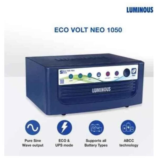 Luminous Inverlast 180Ah Tubular Battery and Eco Volt Neo 1050 900VA Sine Wave Inverter Combo