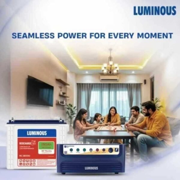 Luminous Power Sine 1100 900VA 12V Pure Sine Wave Inverter and Red Charge RC 15000 PRO 120Ah Battery Combo