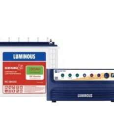 Luminous Power Sine 1100 900VA 12V Pure Sine Wave Inverter with Red Charge RC 25000 200Ah Tall Tubular Battery Combo for home power backup