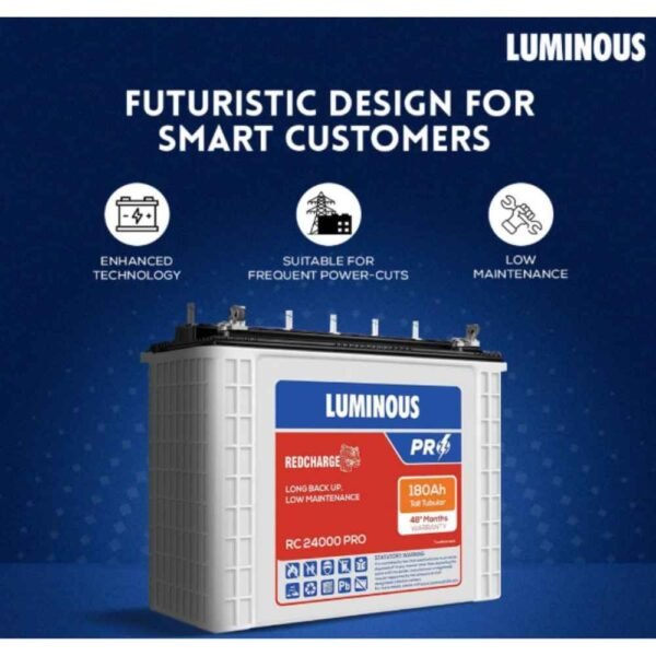 Alt Text Luminous Red Charge 180Ah Recyclable Tall Tubular Inverter Battery for Home Inverter Backup
