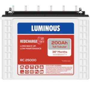 Alt Text Luminous Red Charge RC 25000 200Ah Tall Tubular Inverter Battery for Home Inverter Backup