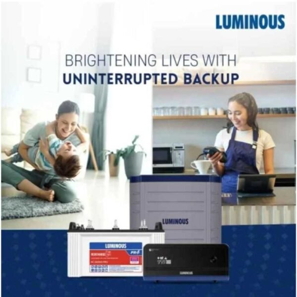 Alt Text Luminous Zelio Smart 1100 900VA Pure Sine Wave Inverter and 120Ah Short Tubular Battery Power Backup Combo