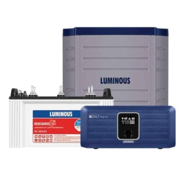 Alt Text Luminous Zolt 1100V2 900VA Pure Sine Wave Inverter and 135Ah Short Tubular Battery Power Backup Combo