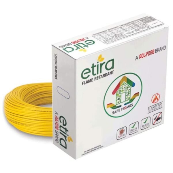 Polycab Etira 1.5 sqmm Single Core FR Copper PVC Yellow Cable 90m