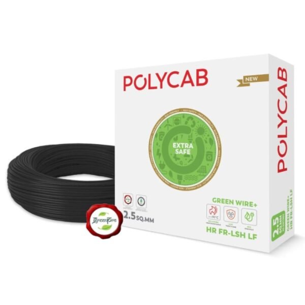 Polycab Maxima Plus 1 sqmm Single Core FR Copper PVC Black Cable 90m