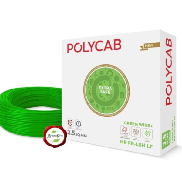 Polycab Maxima Plus 1 sqmm Single Core FR Copper PVC Green Cable 90m