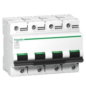 Schneider Electric Acti 9 C120N 100A C-Curve 4P MCB A9N18374 – 4 Pole Miniature Circuit Breaker