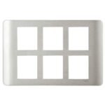 Schneider Electric Zencelo India 12 Module Surround and Gridplate IN84012C-SA silver satin modular switch cover frame pack of 5.