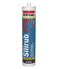 Soudal NEUTRAL Silicone Sealant High Temperature 310 ml Black 280°C Temperature, Silirub HT-N | Pack of 1