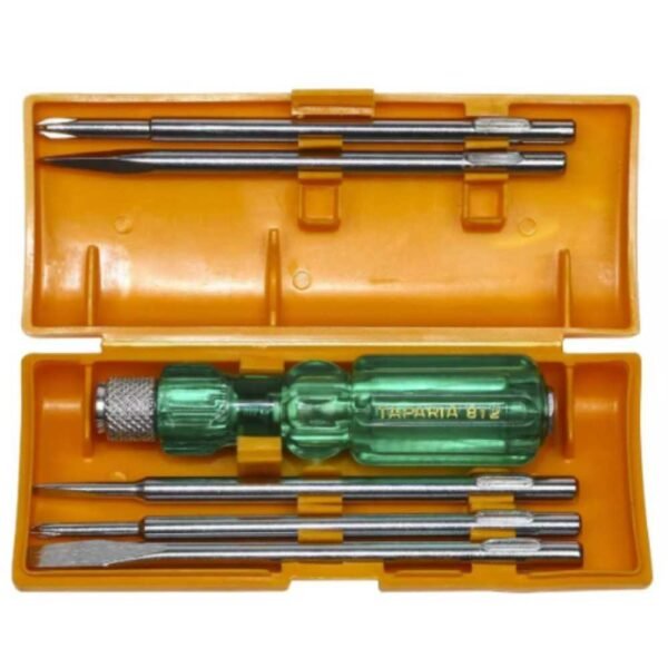 Taparia 812 Screwdriver Set with 5 Blades Neon Bulb