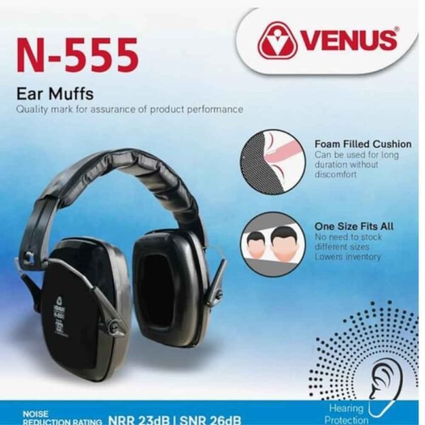Venus N-555 Foam Cushioned Adjustable Foldable Headband Earmuffs NRR 23dB